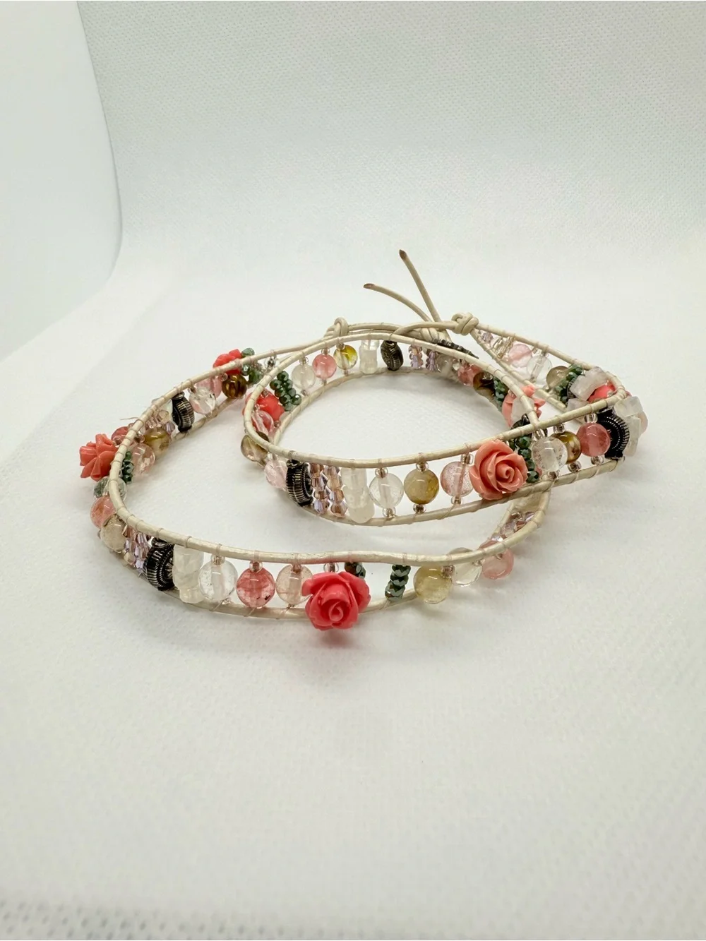 Beautifully Crafted Artisan Wrap Gemstone & Charm Bracelet!